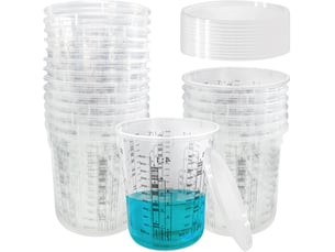 20pcs tasses de mélange de peinture 680ml, tasse à mesurer avec couvercles, gobelets de mélange pour peinture tasses à mesurer en plastique gobelets