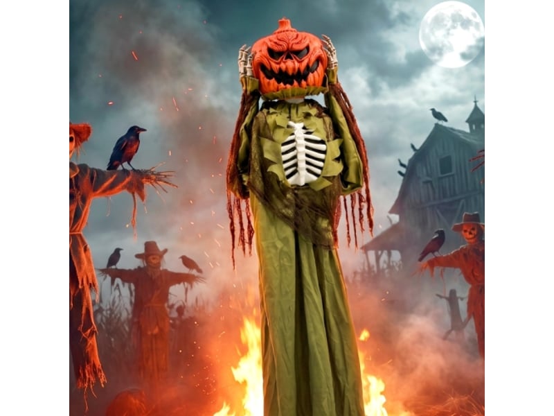 Squelette de citrouille animé 173 cm – déco halloween effrayante avec lumière, son et détection tactile  - Conforama E
