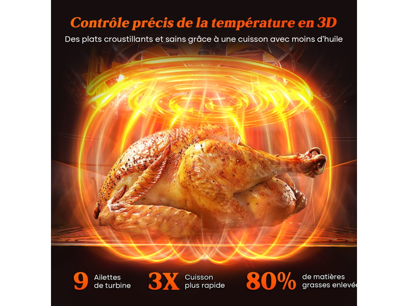  Friteuse à air chaud à 2 compartiments, 2 tiroirs, airfryer 11l avec fenêtre de visualisation, écran tactile, 8 programmes préréglés, réglage de température indépendant, paniers métalliques antiadhésifs, 5.5l+5.5l, cuisson saine…  - Conforama D