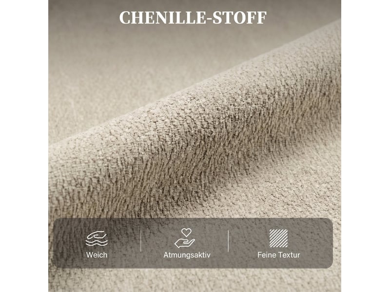  Fauteuil relax pivotant et à bascule avec dossier inclinable et repose-pieds en chenille polyester blanc crème  - Conforama D