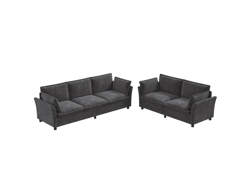  Canapé modulable 3+2 places tissu chenille gris confort nuage salon  - Conforama A