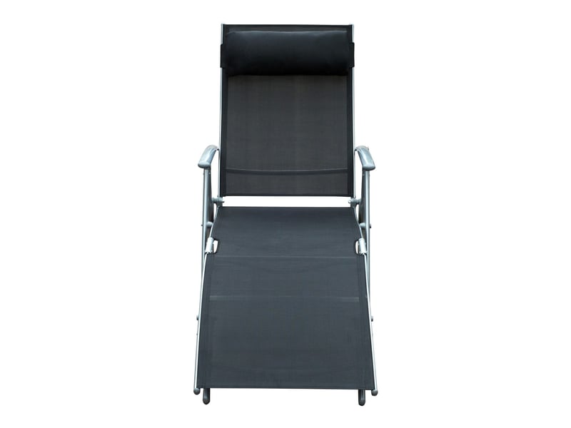 Bain de soleil 137 x 63 x 100 cm chaise longue de jardin pliable coussin structure métal et tissu noir - Conforama A