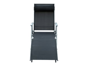 Bain de soleil 137 x 63 x 100 cm chaise longue de jardin pliable coussin structure métal et tissu noir