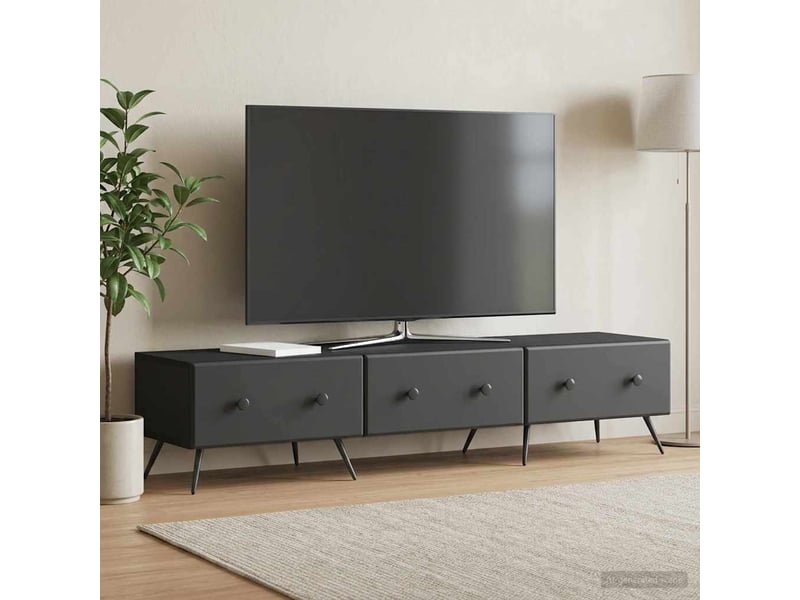  Meuble tv - banc tv - meuble de rangement avec tiroir noir 147 x 34,5 x 30 cm bois d'ingénierie  - Conforama D