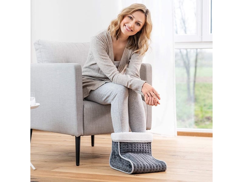  Chauffe-pieds avec doublure en peluche – gris, 27x26x22cm  - Conforama B