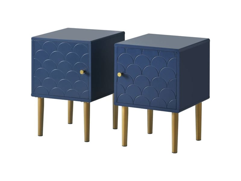 Lot de 1 tables de chevet bleu marine - coins arrondis &amp; pieds 20 cm compatible robot - capacité 91 kg - 50x35x35 cm bleu - Conforama D