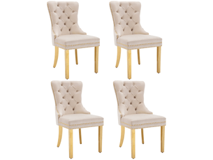 Lot de 4 chaises de salle à manger,50,5x45x95 cm,velours,beige et doré