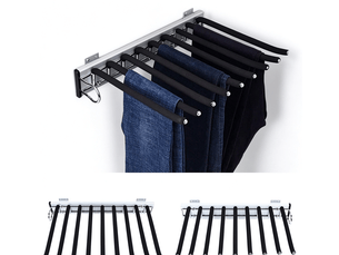 Porte-pantalon coulissant à 9 bras pour placard, barre de suspension en acier inoxydable, rail de suspension extensible pour pantalon, serviette, pantalon, cravate, 32.6cm46cm (standard 072b (gauche)