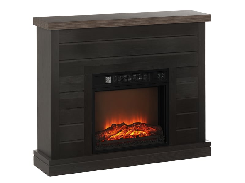  Cheminée électrique 1800 w avec effet flamme et télécommande, en bois, métal et verre, 96,5 x 22 x 81,7 cm, gris foncé  - Conforama A