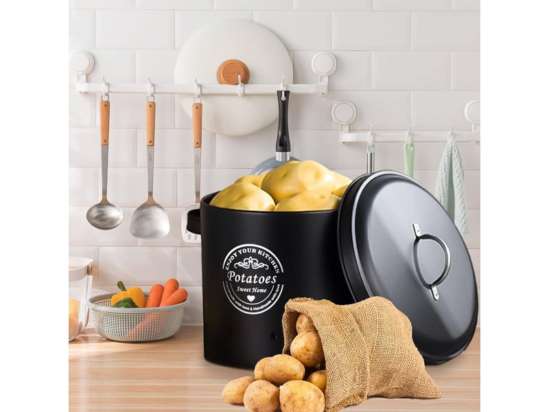  Lot de 3 boite de rangement pomme de terre bocaux rangement cusine des oignons (noir)  - Conforama D