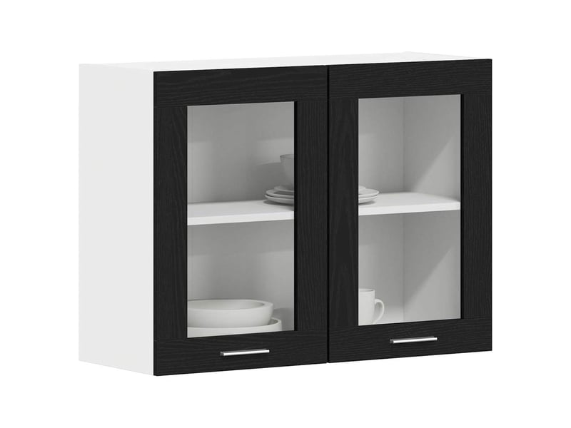  Meuble de rangement, armoire suspendue lyon chêne noir 80x31x60cm shl7777  - Conforama C