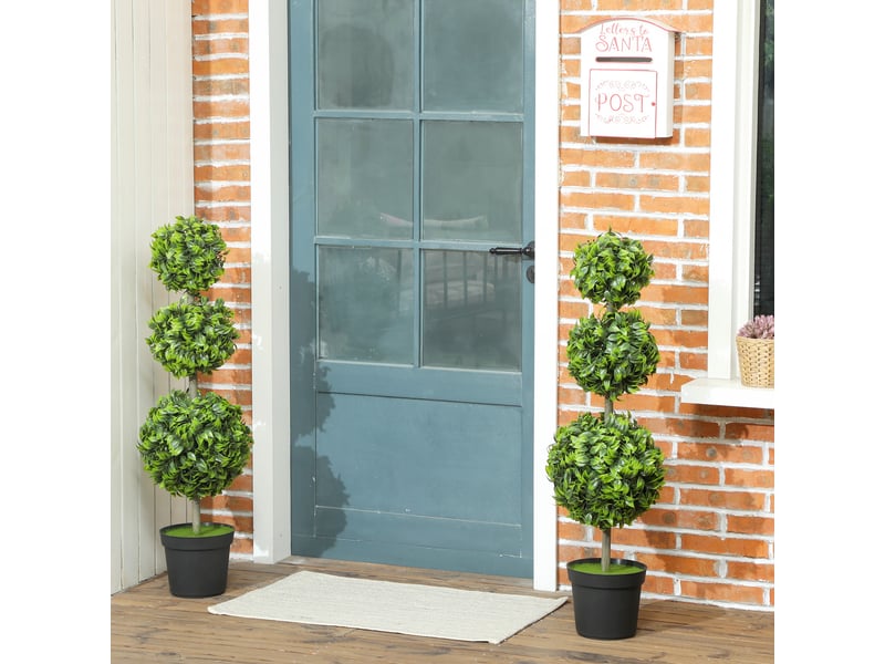  Plantes artificielles en pot, feuilles en plastique, terreau floqué, vert  - Conforama D