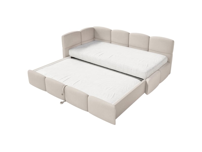 Selsey cloudy - lit rembourré - 170x185 cm - chenille crème - côté gauche Cloudy - Conforama D