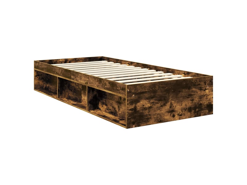  Lit adulte, lit simple, cadre de lit chêne fumé 90x190cm bois de pin massif cf6021  - Conforama E