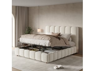 Lit coffre 140x190 cm <strong>COVREO </strong>  <strong></strong> coloris blanc
