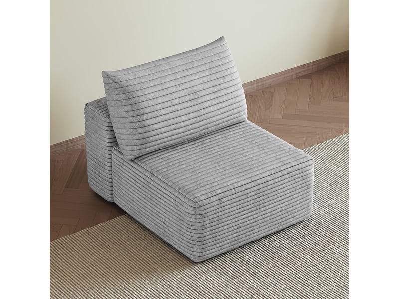 Fauteuil fixe 1 place gris en tissu effet velours côtelé 70 x 95 x 83 cm, sans montage, pour salon W3428P516158 - Conforama E