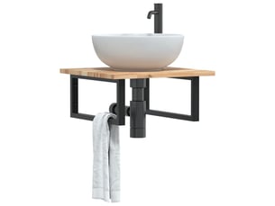 Étagère de vasque | étagère murale acier et bois massif d'acacia shl5593