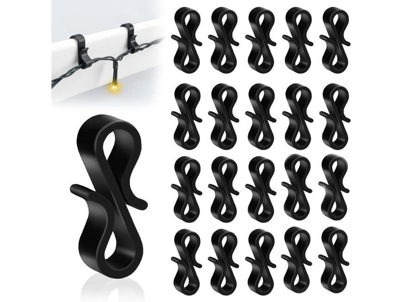 120 crochets pour guirlandes extérieures, réutilisables, pour suspendre des guirlandes lumineuses de noël, noir YSK0004157LY - Conforama B