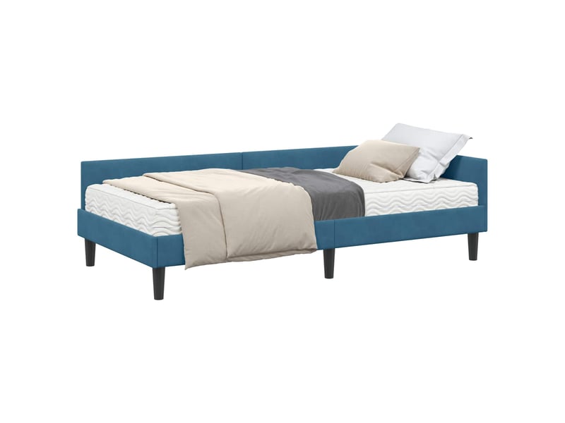 Lit adulte, lit simple, cadre de lit d'angle avec matelas autre 2 pièces bleu velours cf6730  - Conforama A