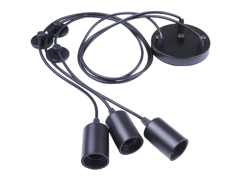  Éclairage suspendu edison 2mètres réglable plafonnier araignée métal fil cage pendentif lustre moderne industriel (ampoule non inclus) (3 bras)  - Conforama A