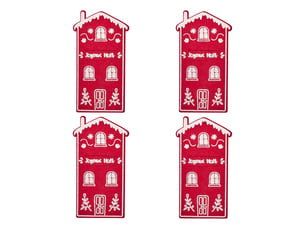 Lot de 4 porte-couverts maison rouge