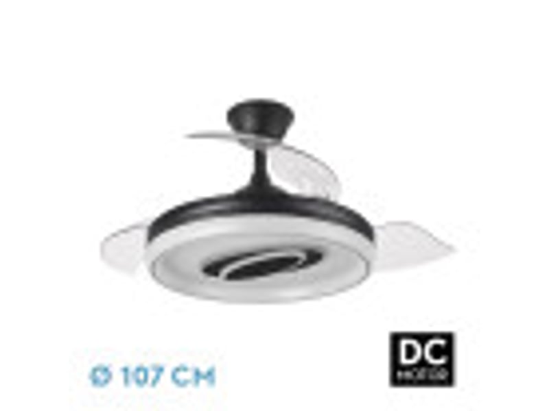 Fabrilamp maracana plafonnier ventilateur led 57 w, 5980 lm, moteur dc, 3 pales rétractables, ø 107 cm, noir 242791309 - Conforama B