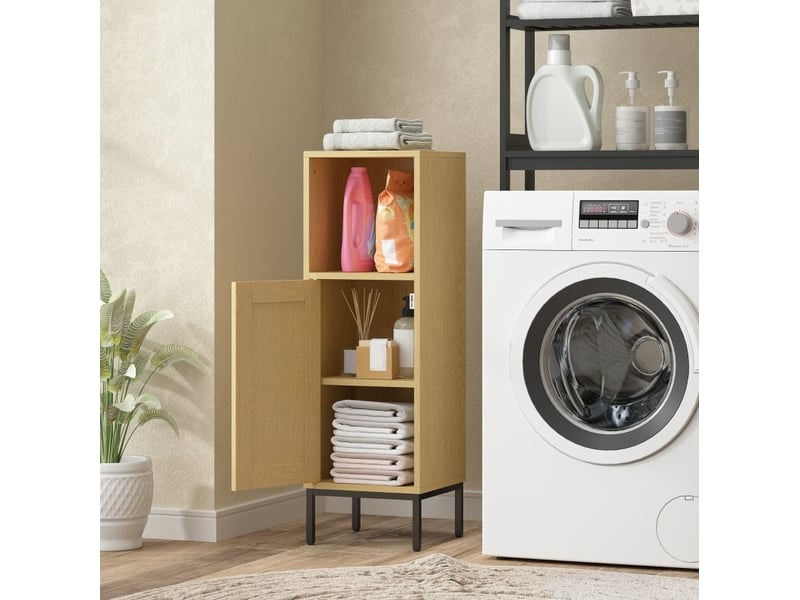  Meuble de salle de bains 30x30x94 cm avec tablette réglable bois naturel  - Conforama C