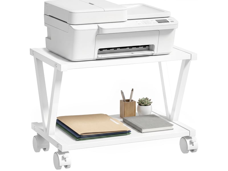  Support pour imprimante à 2 étagères pour bureau et maison, blanc  - Conforama A