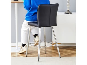 Lot de 2 tabourets de bar 44x44x101 cm - noir et argent - dossier ergonomique et repose-pieds