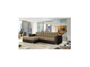 Canapé d'angle gauche fixe <strong></strong> <strong></strong> 4 places Polyester Beige et chocolat