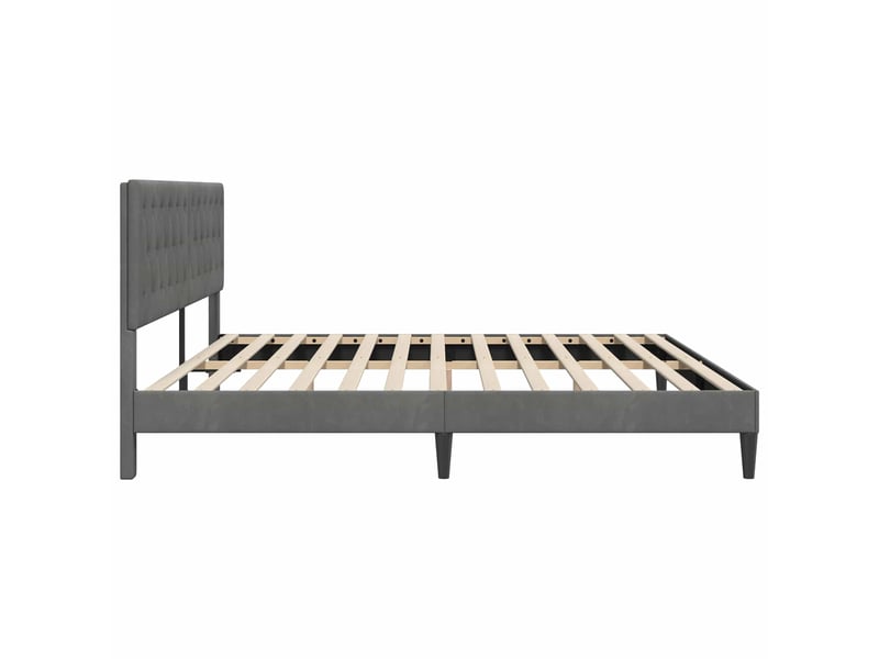  Lit double- lit adulte -  cadre de lit avec tête de lit gris foncé 200 x 200 cm velours  - Conforama D