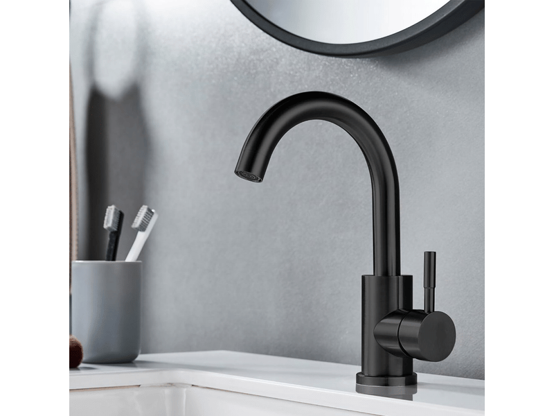  Robinet d'évier monotrou simple et moderne, robinet d'évier à poignée unique pour évier de cuisine ou de salle de bain, noir  - Conforama C
