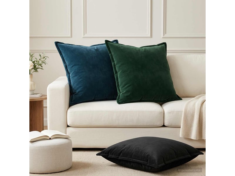  Lot de 2 coussins avec oreiller, coussins décoratifs houten bleu fløjl cf51035  - Conforama B