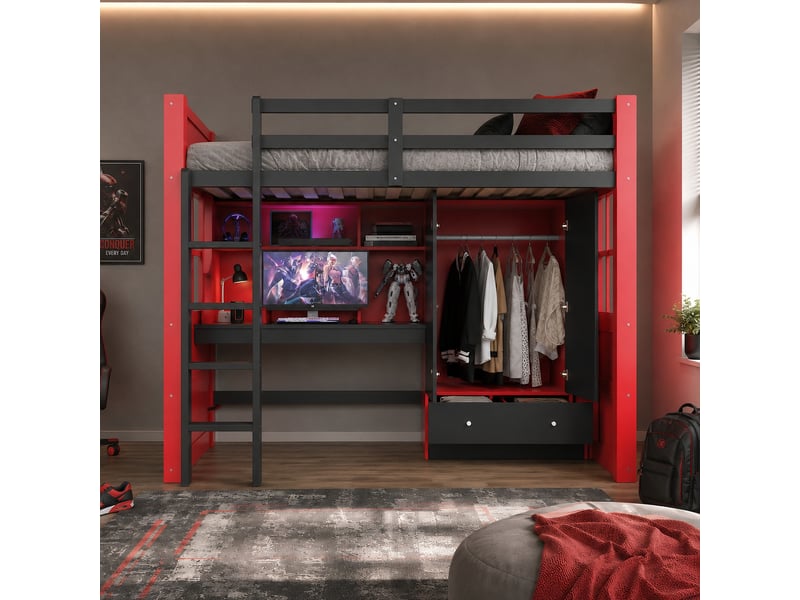  Table à manger, 205x100,5x174 cm, éclairage led, ports de charge, bicolore, poids 90 kg cao-LDB00575AAP-conf-NEW - Conforama E