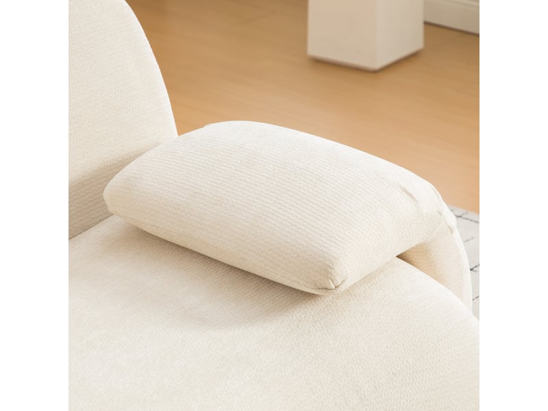 Canapé modulable chenille beige 120x92cm, canapé compressé sans outil, revêtement tissu durable pour salon moderne - Conforama W