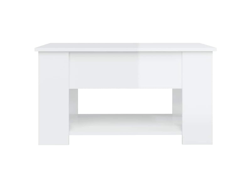  Table basse rectangulaire | table de salon blanc brillant 79x49x41 cm bois d'ingénierie shl2754  - Conforama E