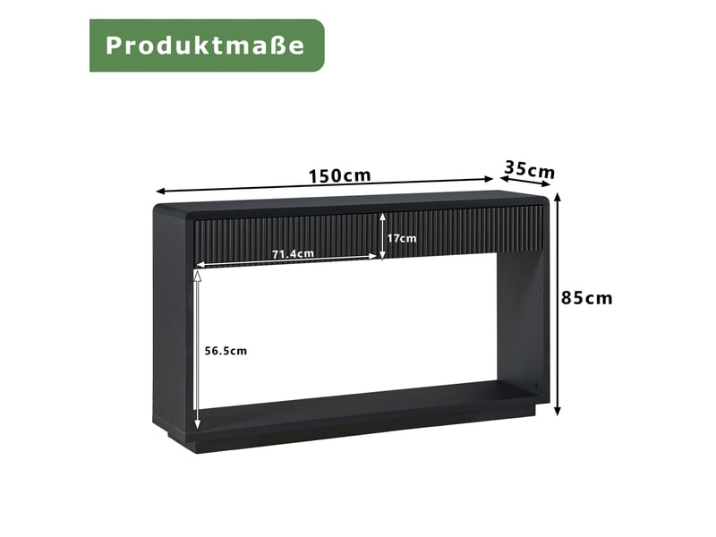 Console d’entrée moderne 150x35x85 cm avec 2 tiroirs noir charbon - Conforama C