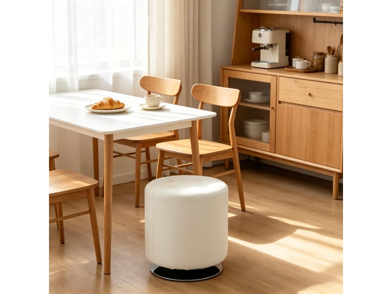  Pouf repose-pieds rond pivotant lounge, tabouret d’appoint confortable 1 pièce  - Conforama E