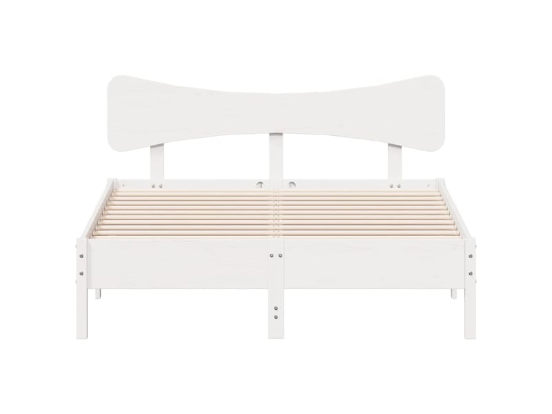  Lit double- lit adulte -  cadre de lit sans matelas blanc 150x200 cm bois de pin massif  - Conforama C