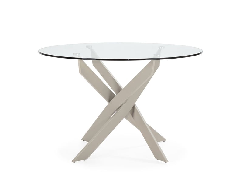 Table ronde ø120cm pieds métal crème et plateau en verre - ritha RITHA - Conforama E