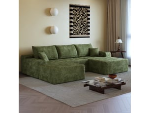 Canapé d'angle modulaire 270x175x83 cm 4 places avec méridienne en l vert