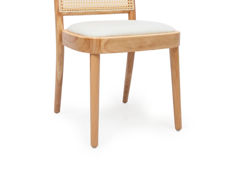  Lot de 2 chaises de salle à manger,52x45x84 cm,bois, rotin et tissu lin  - Conforama D