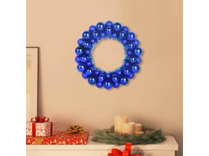 Couronnes de boules de noël 2 pcs bleu 33 x 33 x 7 cm