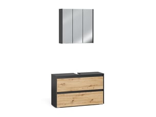 Vicco meubles bain, anthracitechêne artisan, 2 pièces