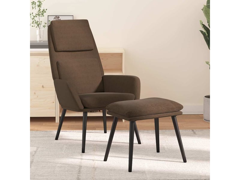  Vidaxl chaise de relaxation avec tabouret marron tissu  - Conforama B