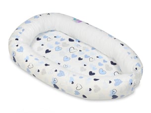 Cocon gigoteuse coeurs bleus – blanc