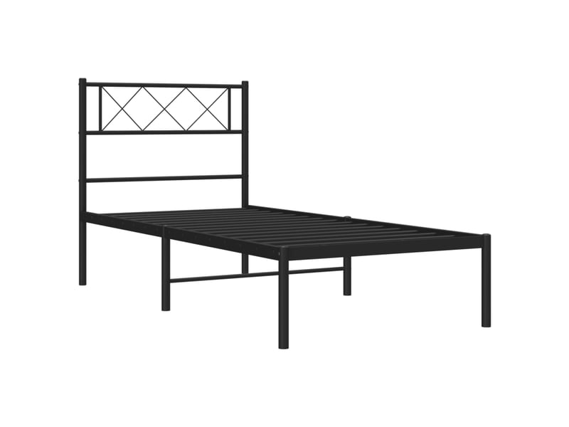  Lit simple- lit adulte -  cadre de lit métal sans matelas avec tête de lit noir 80x200 cm  - Conforama D