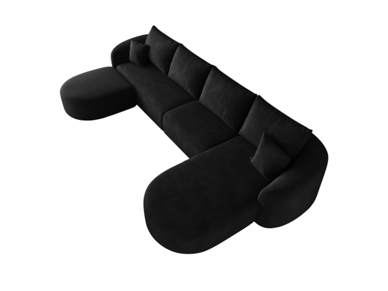 Canapé d'angle en u de 336 cm – modulable sans montage – mousse comprimée – noir – salon et chambre - Conforama E