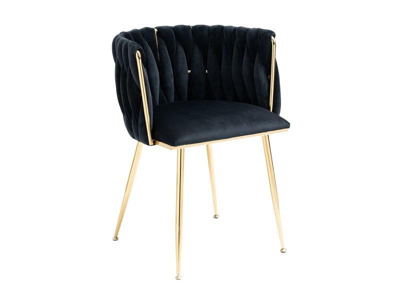  Lot de 2 chaises de salle à manger en velours, pieds métal doré, coussins moelleux  - Conforama E