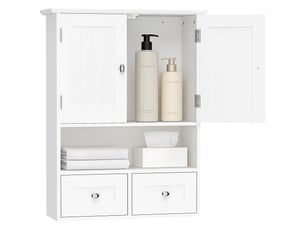 Armoire murale de salle de bain 2 portes 2 tiroirs mdf blanc 50,8 x 17,8 x 66 cm